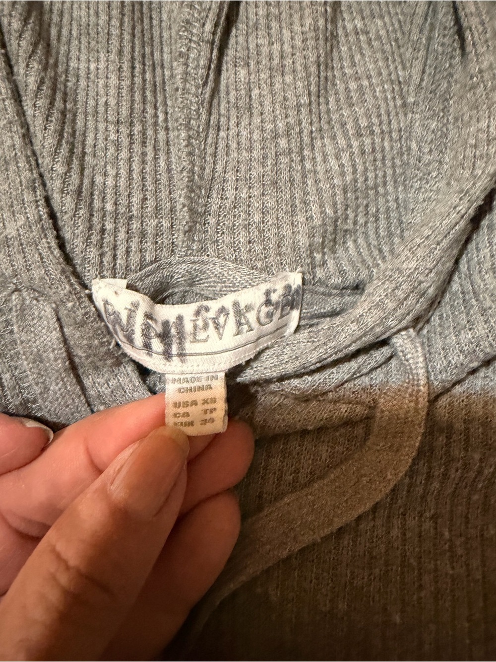 PJ Salvage Grey Hoodie, super soft ribbed knit, long-sleeve, Oversized size XS - Picture 6 of 16
